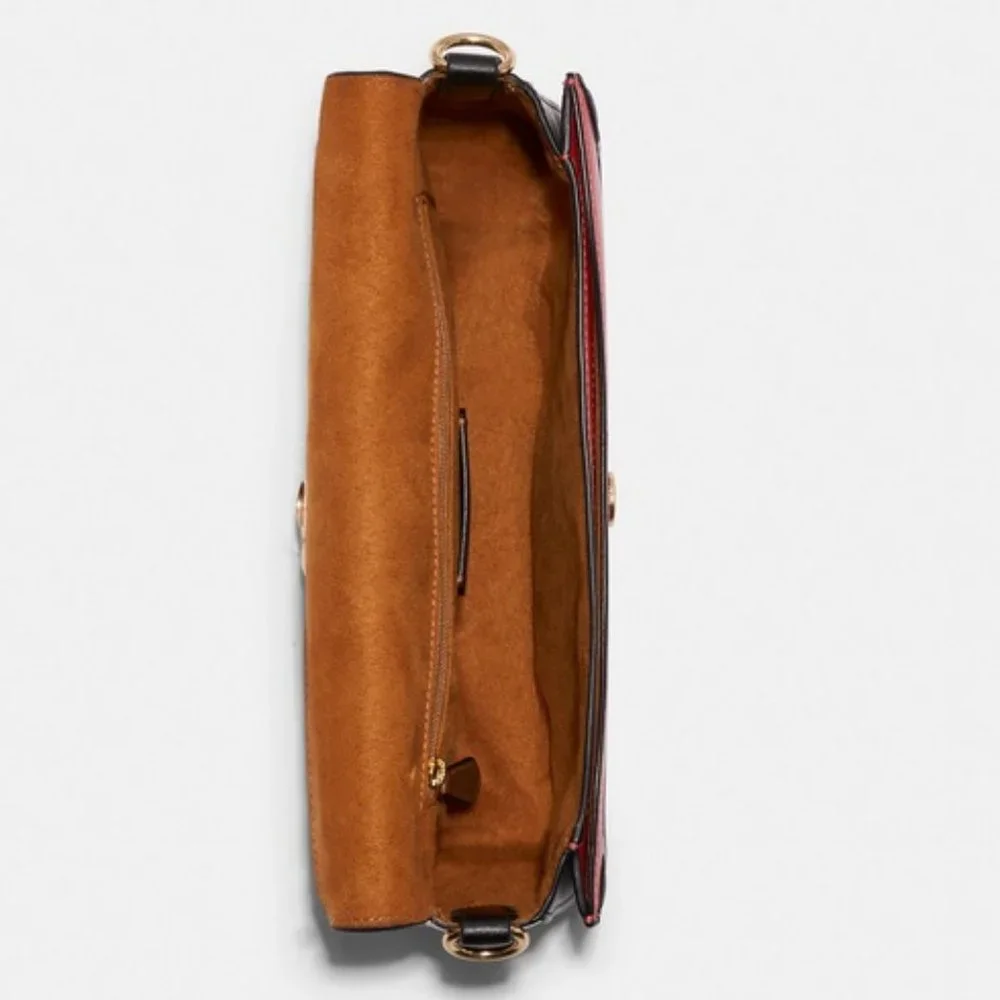COACH Georgie Shoulder Bag In Colorblock Color: Gold/Bright Poppy Multi - Picture 4 of 4